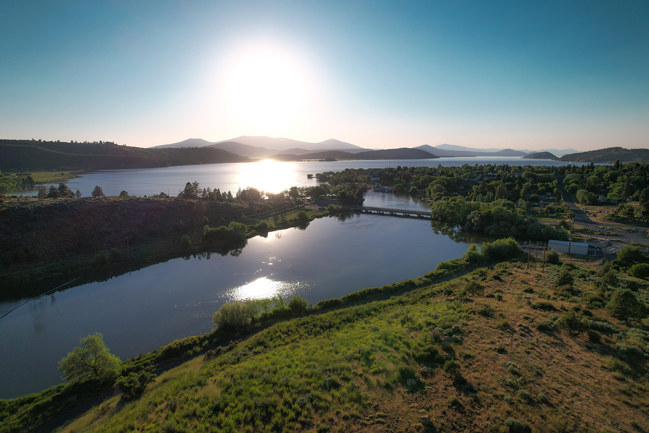 Klamath Area from the air at sunset.
